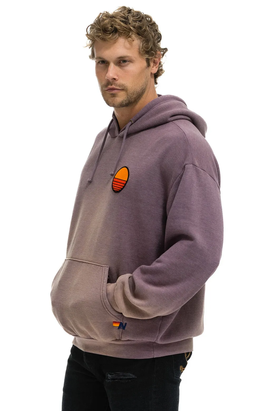 SUNSET PATCH PULLOVER RELAXED HOODIE - FADED MOCHA