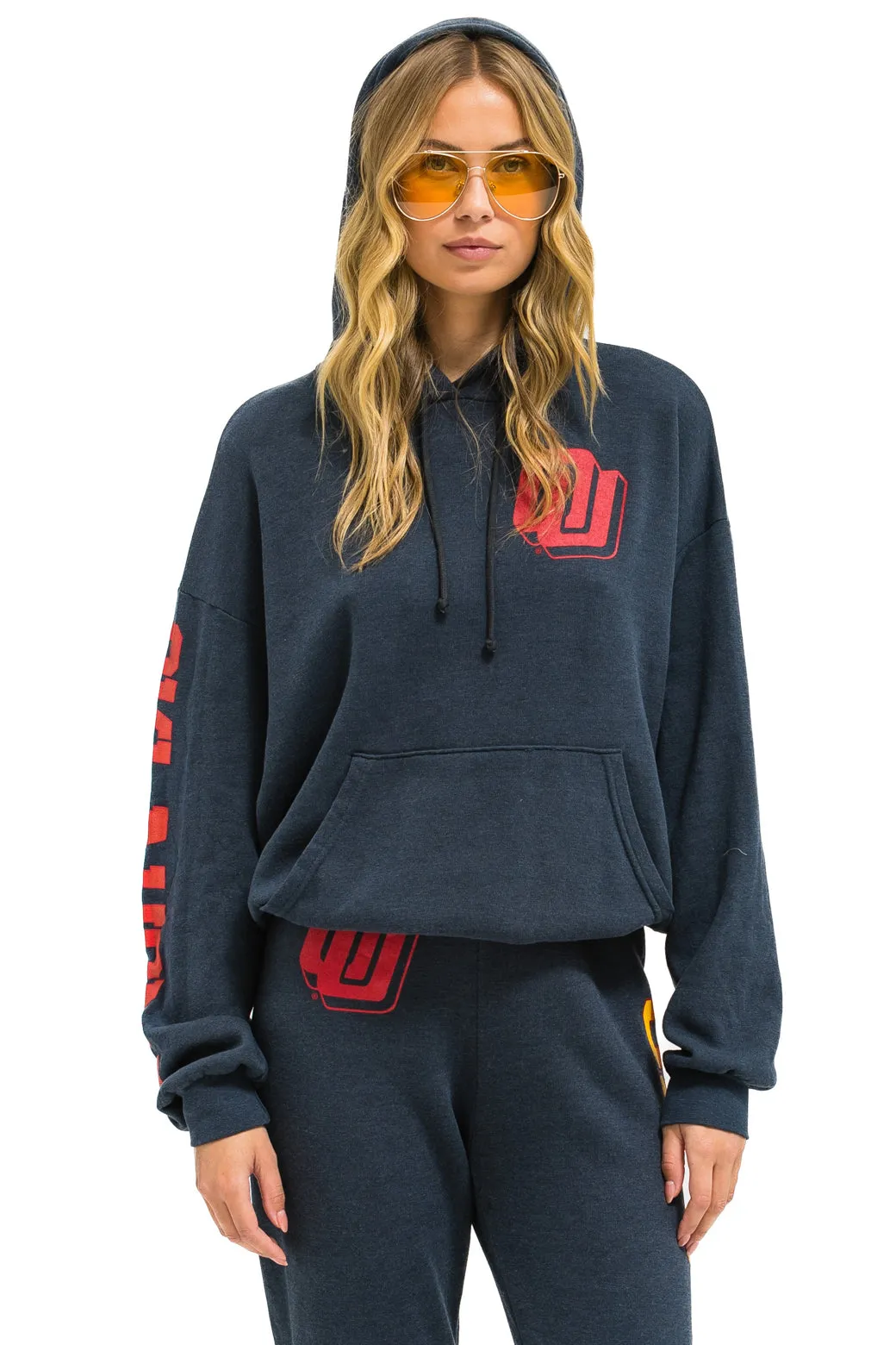 UNIVERSITY OF OKLAHOMA PULLOVER HOODIE RELAXED - CHARCOAL