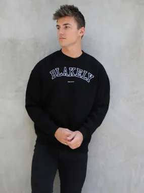 Varsity Relaxed Jumper - Black