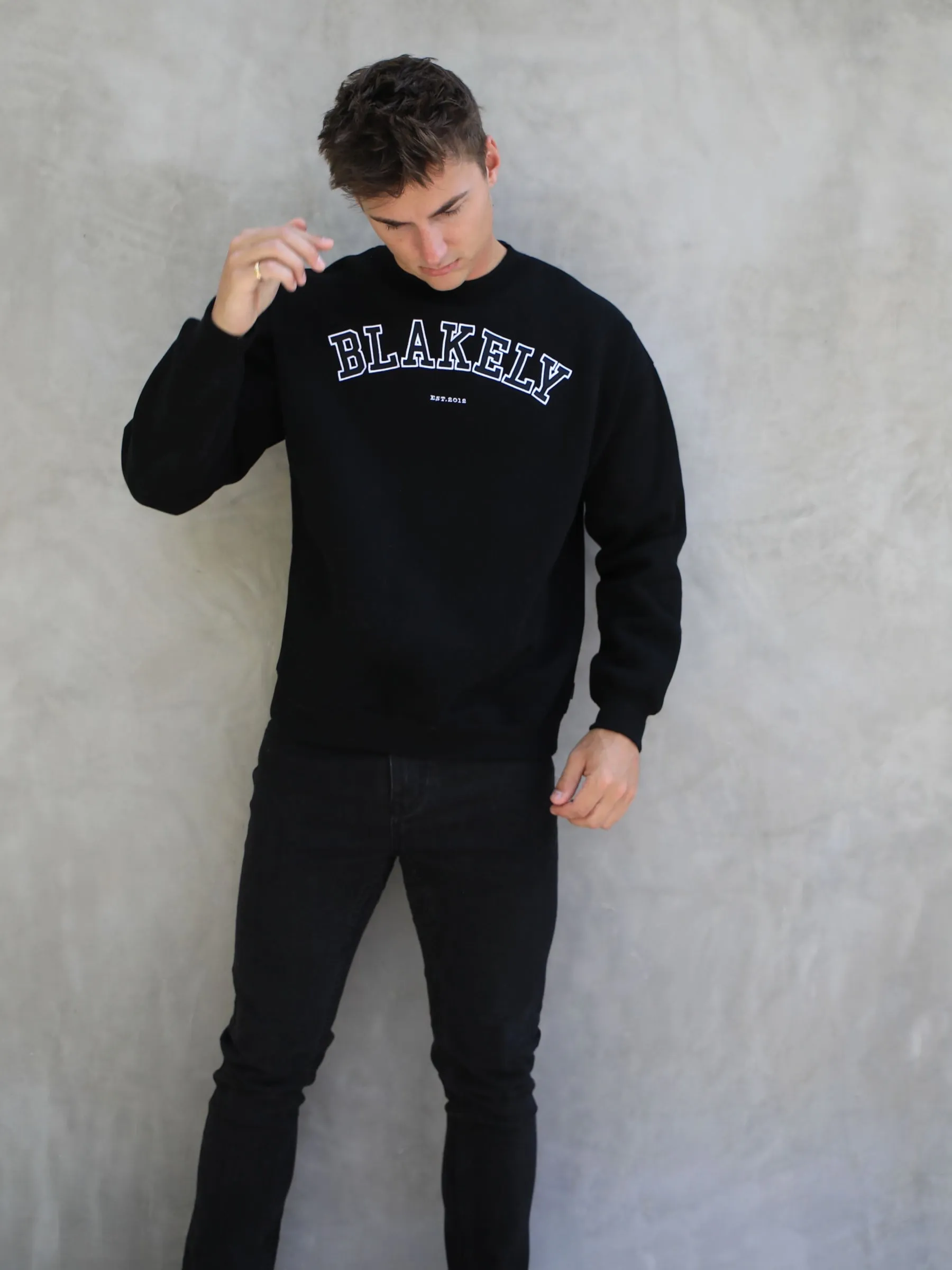 Varsity Relaxed Jumper - Black