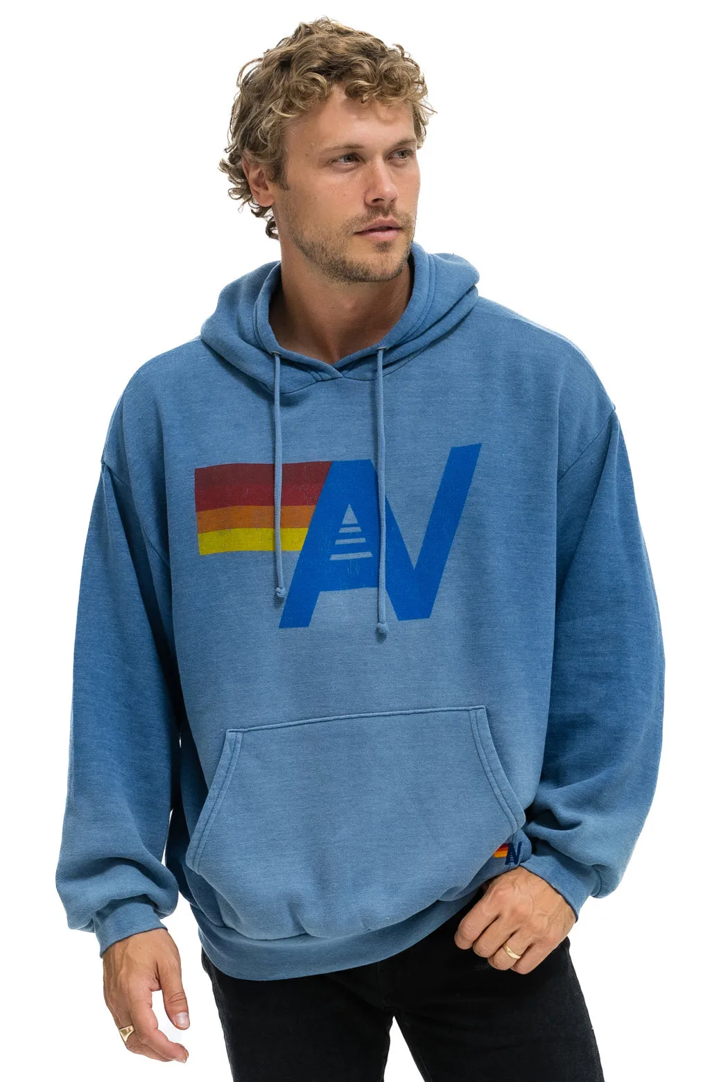 VINTAGE LOGO RELAXED PULLOVER HOODIE - FADED WATER