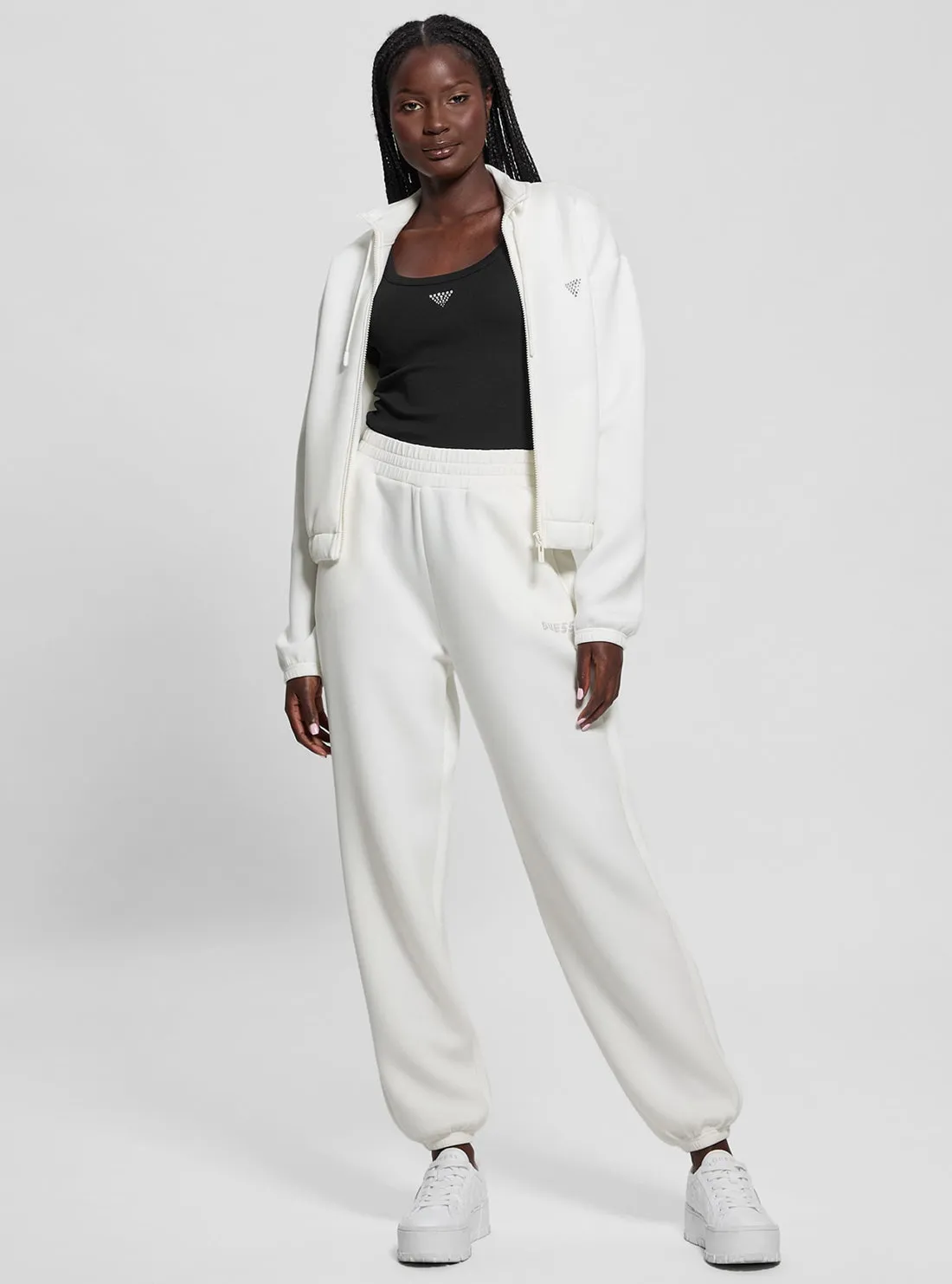 White Cecilia Scuba Zip Jacket