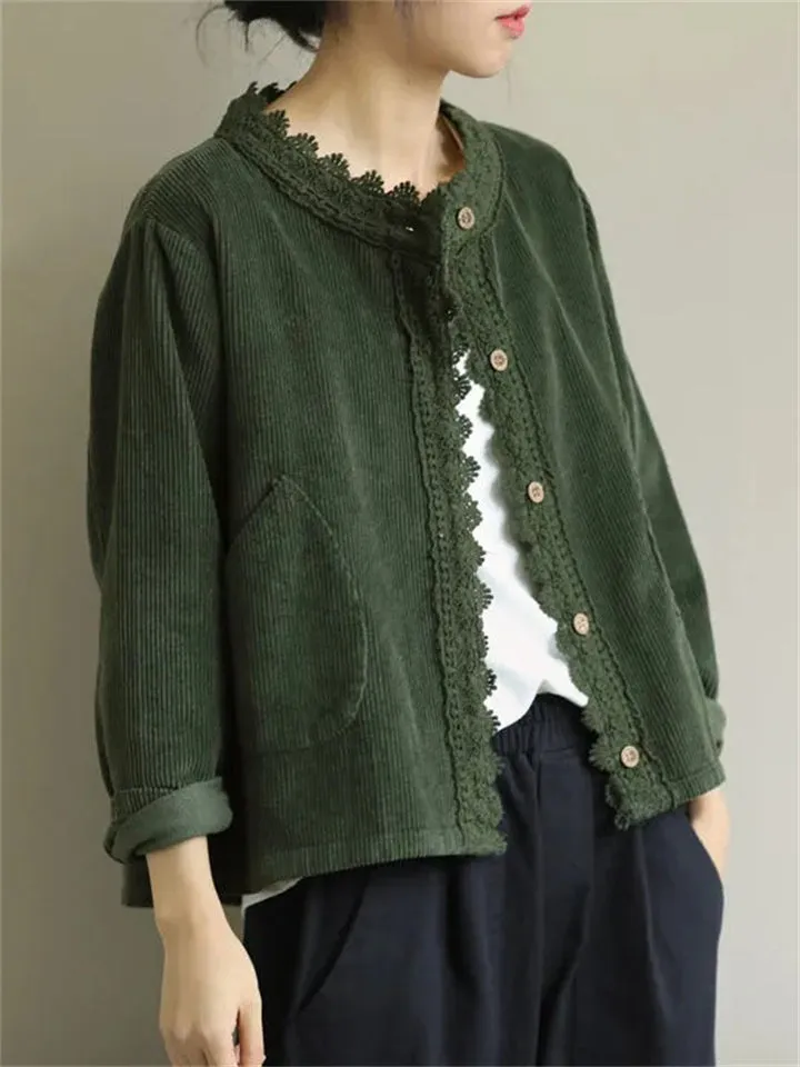 Women's Stylish Short Corduroy Jackets for Autumn